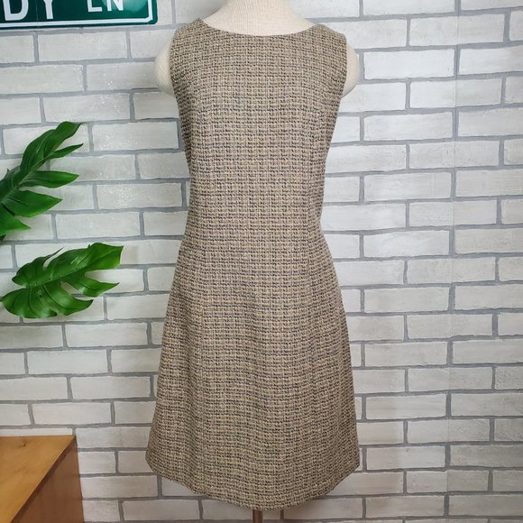 J. Crew Sleeveless Wool Blend Beige and Gray Tweed Mini Dress Size 10 - Picture 3 of 9